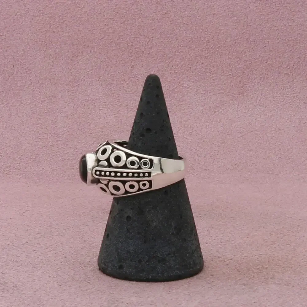 sterling silver black onyx circles dome ring size 7